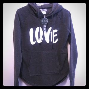 Love pull over charcol gray hoodie